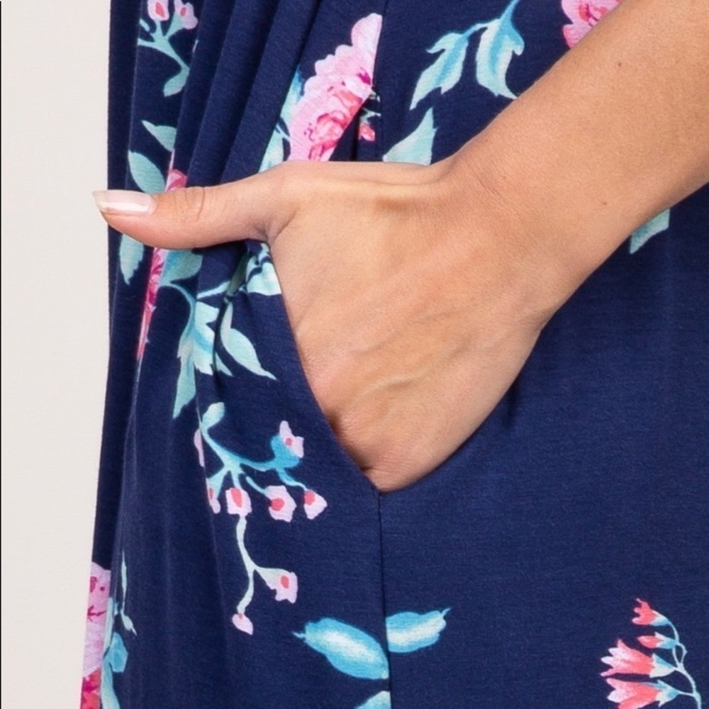 𝅺PinkBlush floral racer back maxi dress pockets - Picture 4 of 6
